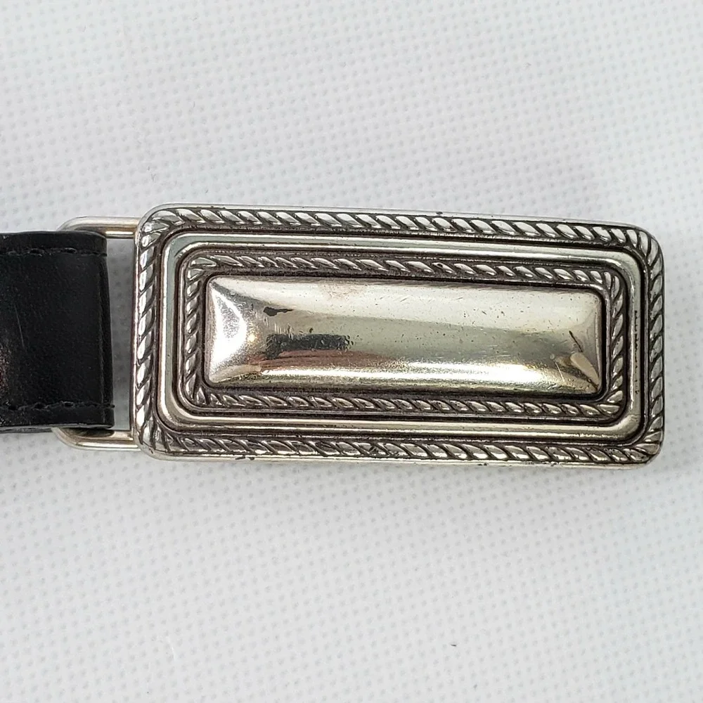 Vintage Brighton Belt Women's Size Medium 30 Leather Skinny Black Silver Buckle